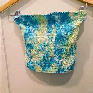 🫶7x25Justice Stretchy top turquoise & neon Yellow